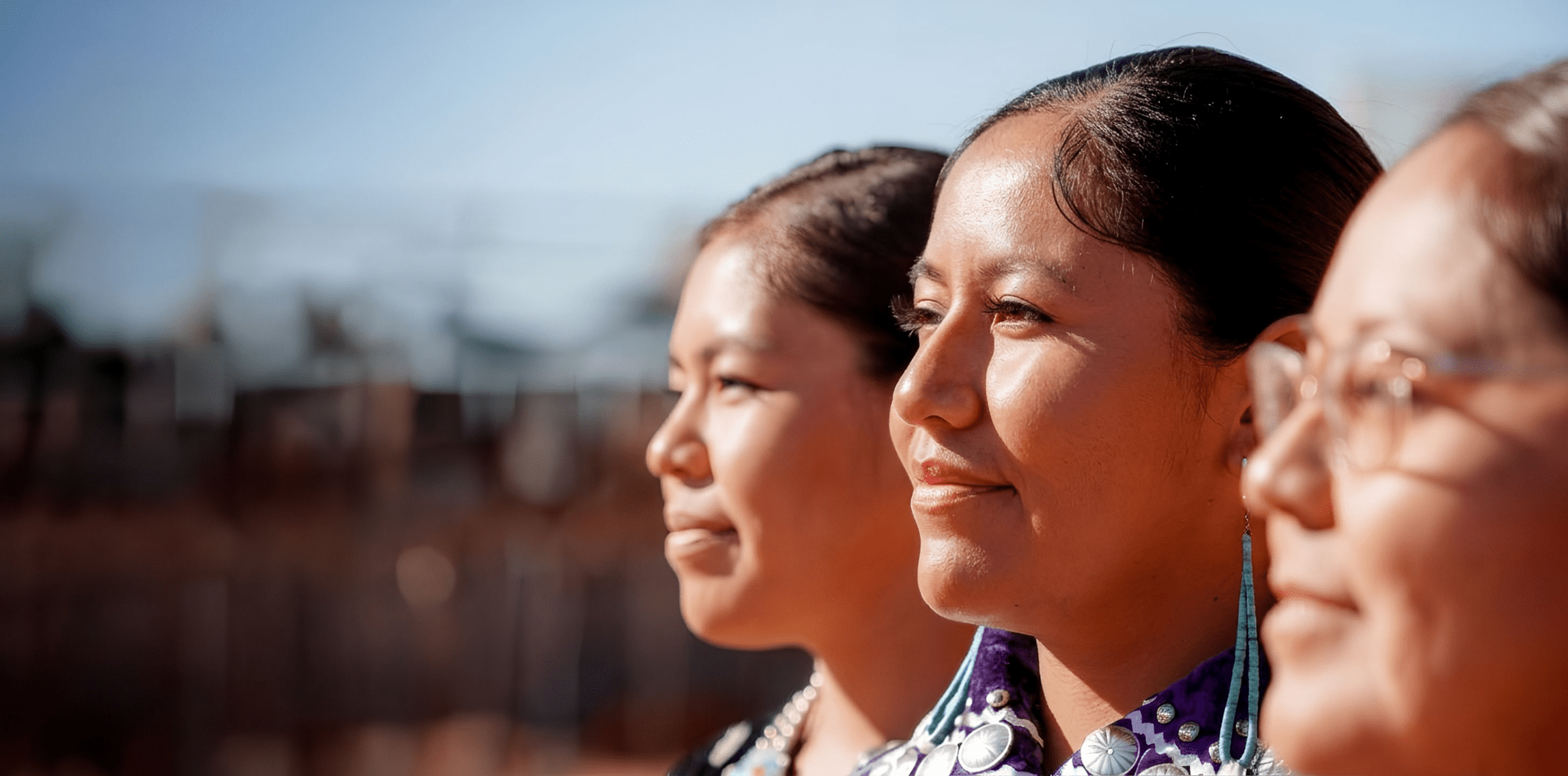 a close-up of two women